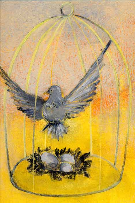 michael krynski paintings "bird" oil on canvas