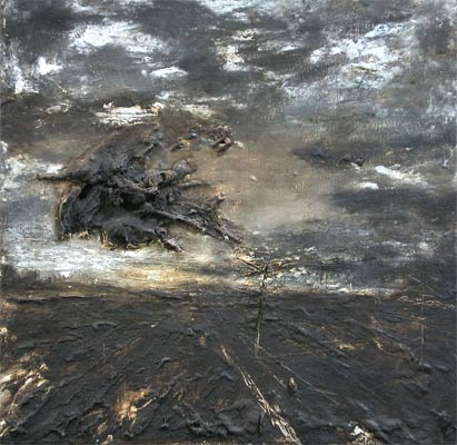 michael krynski paintings "black cloud" oil and tar on canvas