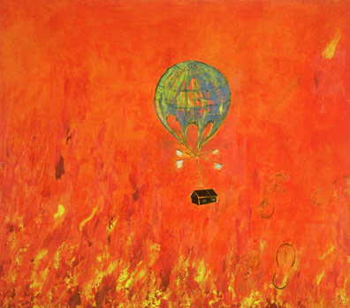 michael krynski paintings "fire escape" oil on canvas